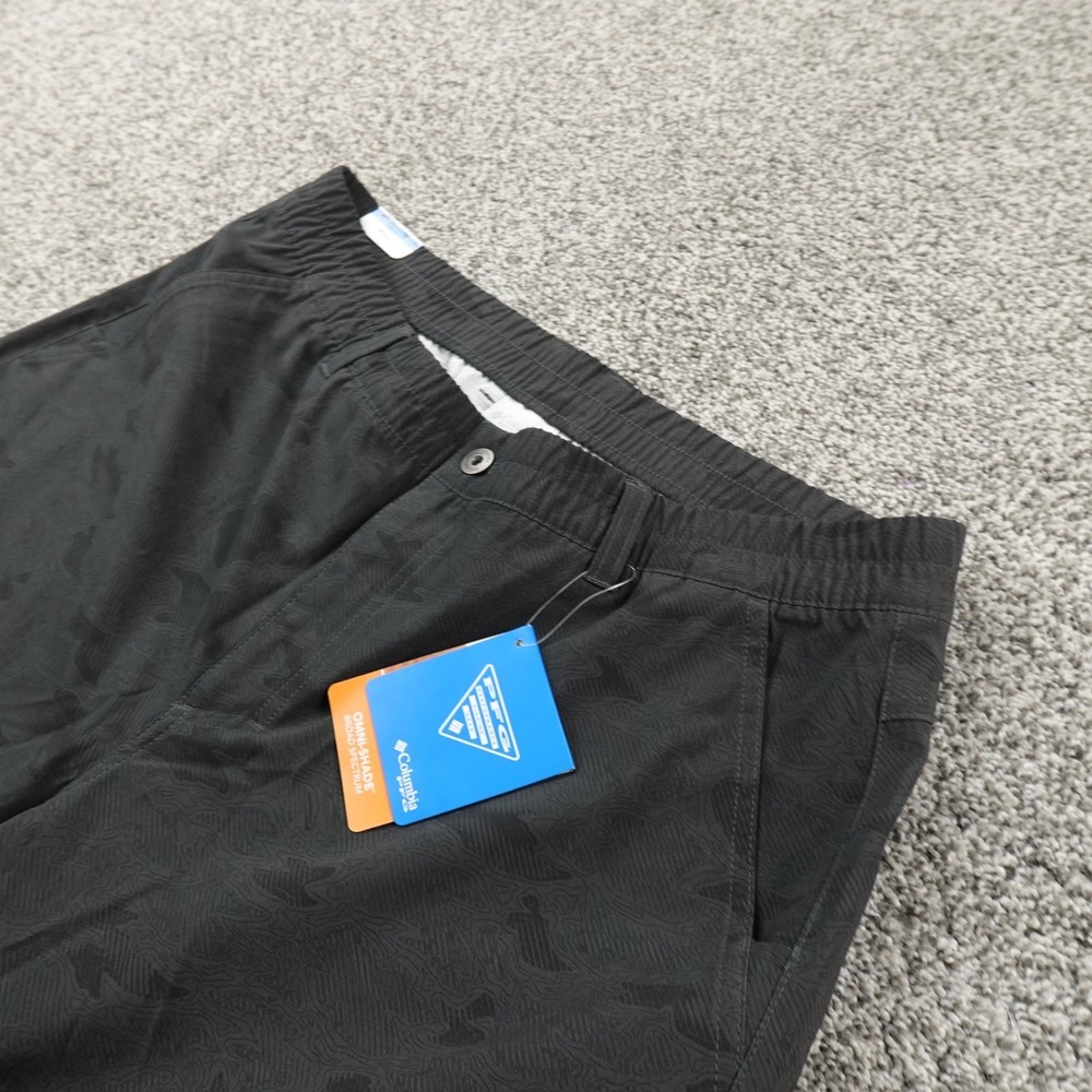 NEW Columbia Shorts Mens L Black PFG Uncharted Omni Shade Fishing Outdoor Hike